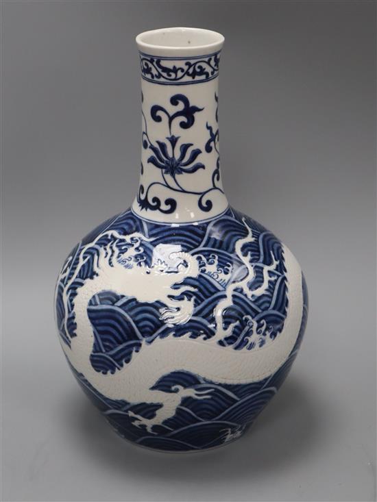 A Chinese blue and white vase height 35cm